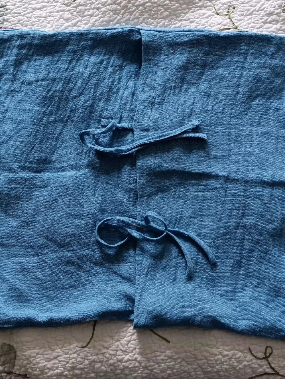 3 - Annie Selke C3 French Blue 100% Linen Pillow Shams Tie Closure 26